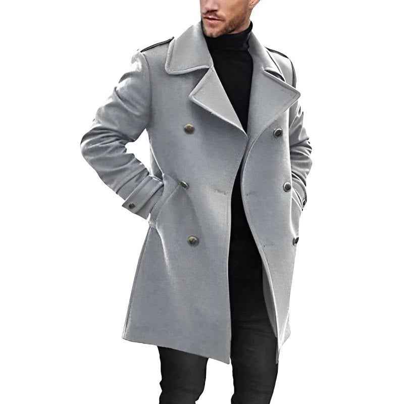 Men's Mid-Length Tailored Coat – Double-Breasted – Premium Fabric