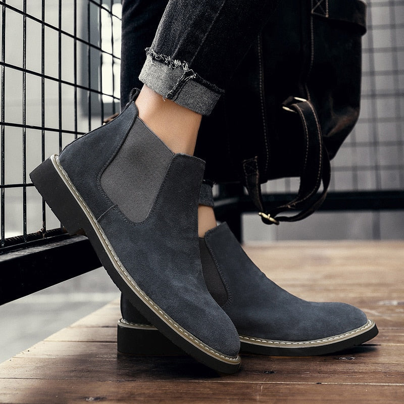 Suede Genuine Leather Boots Men